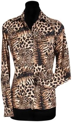 Overig Dames Blouse Panter Bruin Met Pailletten