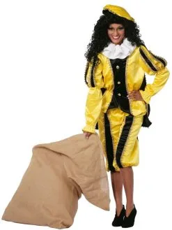 Overig Dameskostuum Zwarte Piet Luxe Met Cape Geel