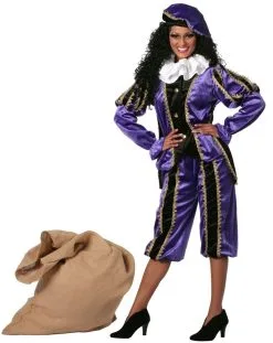 Overig Dameskostuum Zwarte Piet Luxe Met Cape Paars