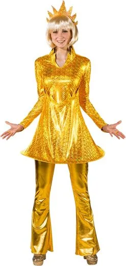 Overig Disco Jurk Holografic Gold Voor Dames