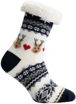 Overig Huissokken Rudolf Donkerblauw/Wit