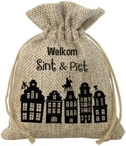 Overig Jute Cadeauzakje Zak Van Sinterklaas - 18x25cm