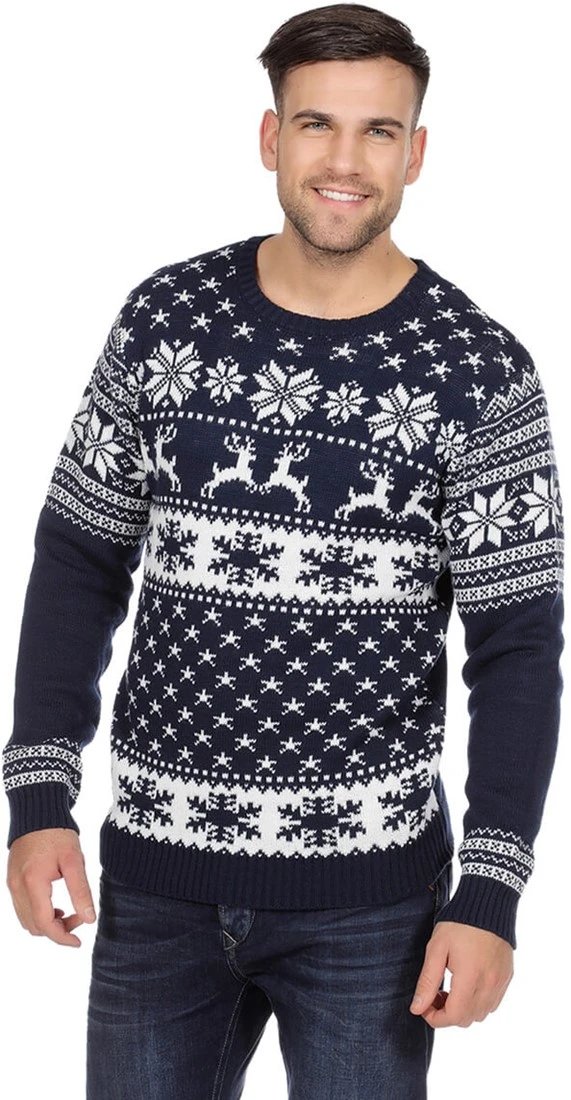 Overig Klassieke Blauwe Kersttrui Met Rendieren