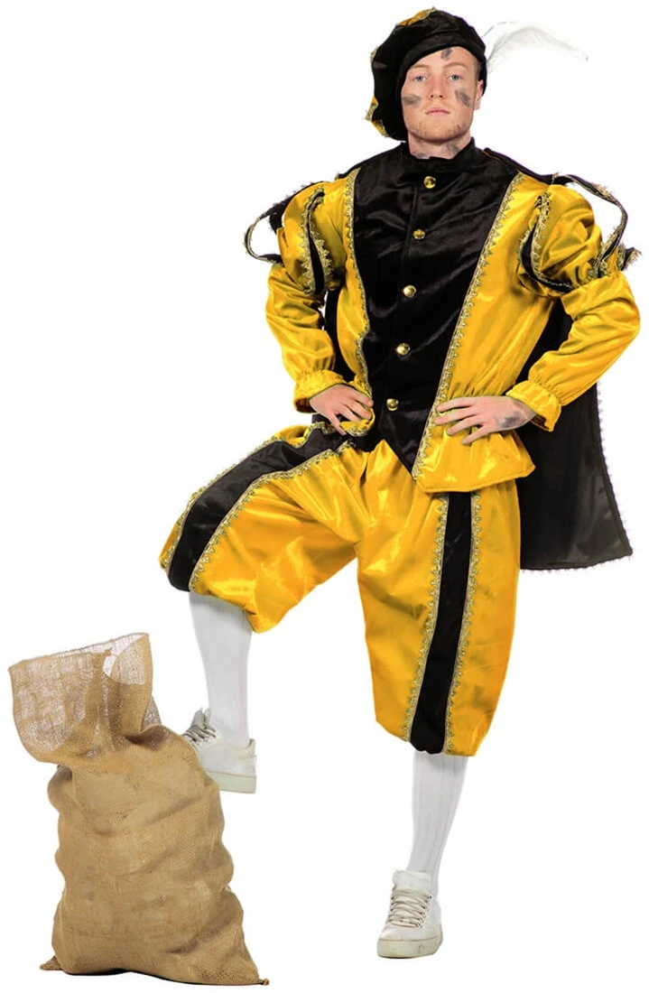 Overig Kostuum Zwarte Piet Luxe Met Cape Geel - Afbeelding 3