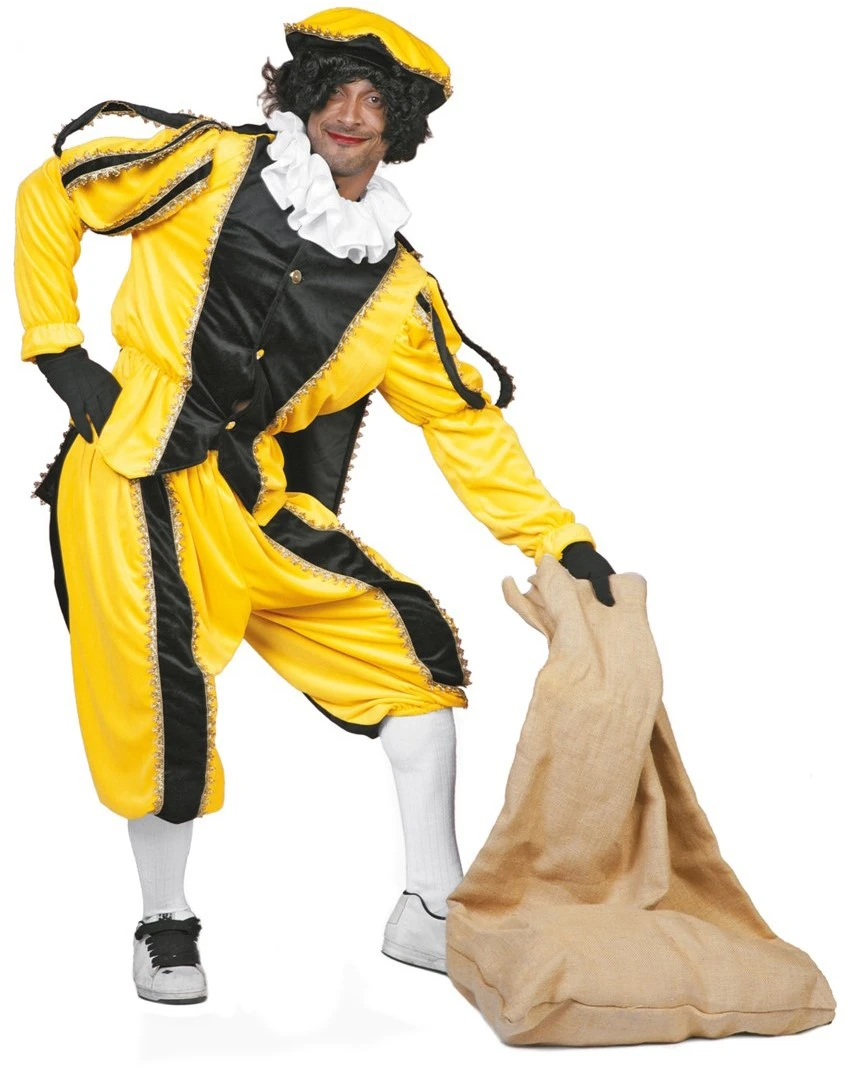 Overig Kostuum Zwarte Piet Luxe Met Cape Geel