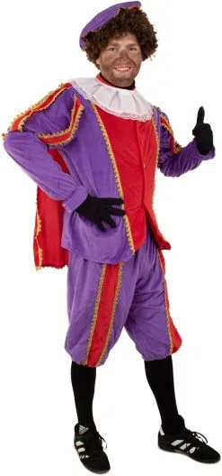 Overig Kostuum Zwarte Piet+Cape Paars/Rood