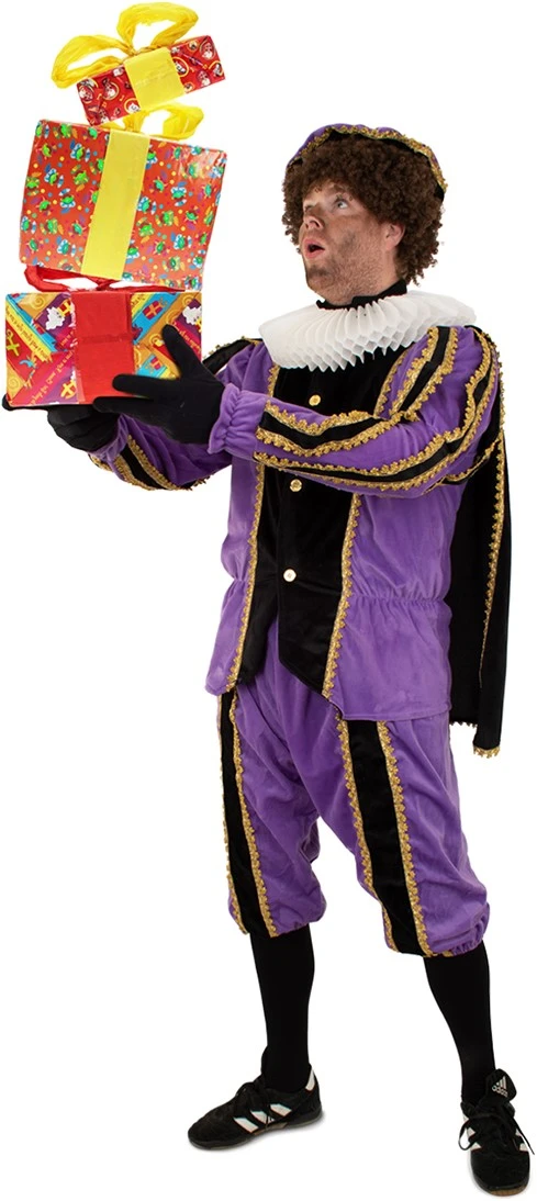 Overig Kostuum Zwarte Piet+Cape Zwart/Paars