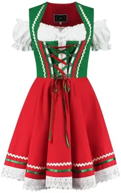 Overig Tiroler Dirndl Groen-Rood 50cm 2dlg. (100% Katoen)