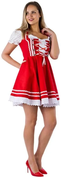 Overig Tiroler Dirndl Rood-Wit 50cm 2dlg. (100% Katoen)