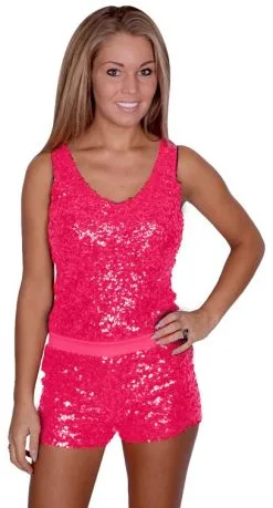 Overig Topje Pailletten Neon Pink
