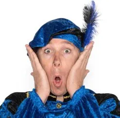 Overig Zwarte Piet Baret Blauw Met Veertjes (Velours)