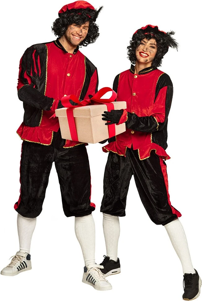 Overig Zwarte Pietenpak Zwart-Rood Voor Volwassenen